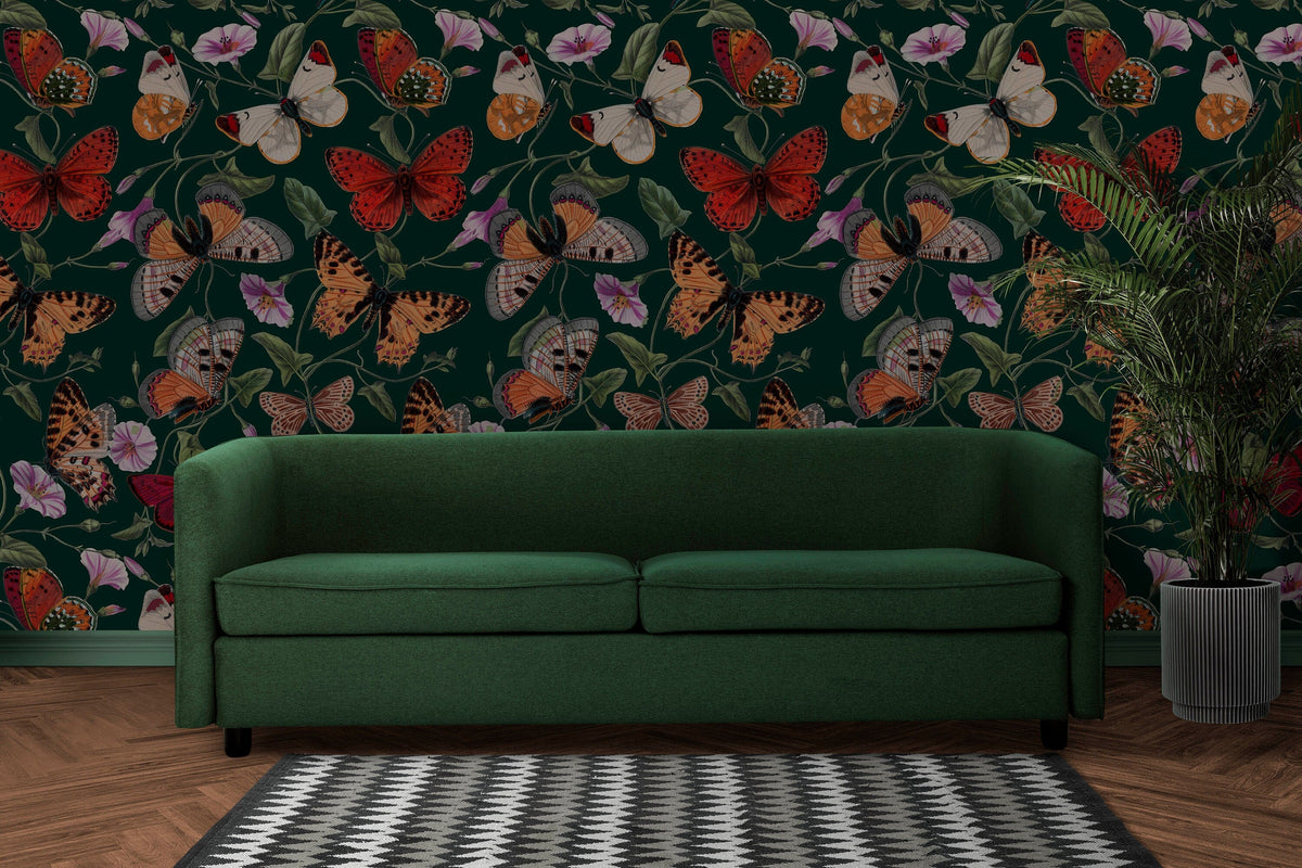 Dark floral wallpaper Mural | Wonderwallsboutique