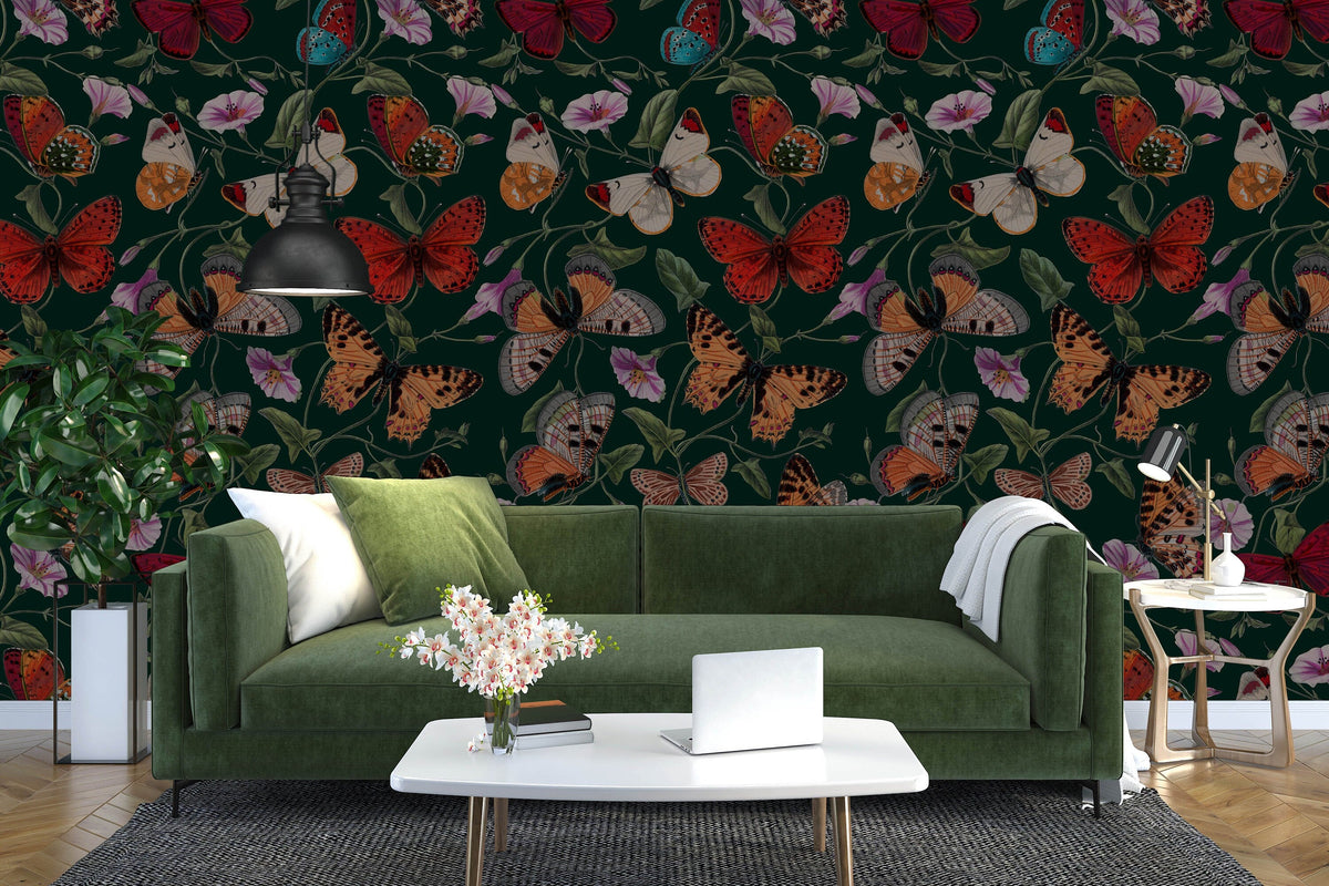 Dark floral wallpaper Mural | Wonderwallsboutique