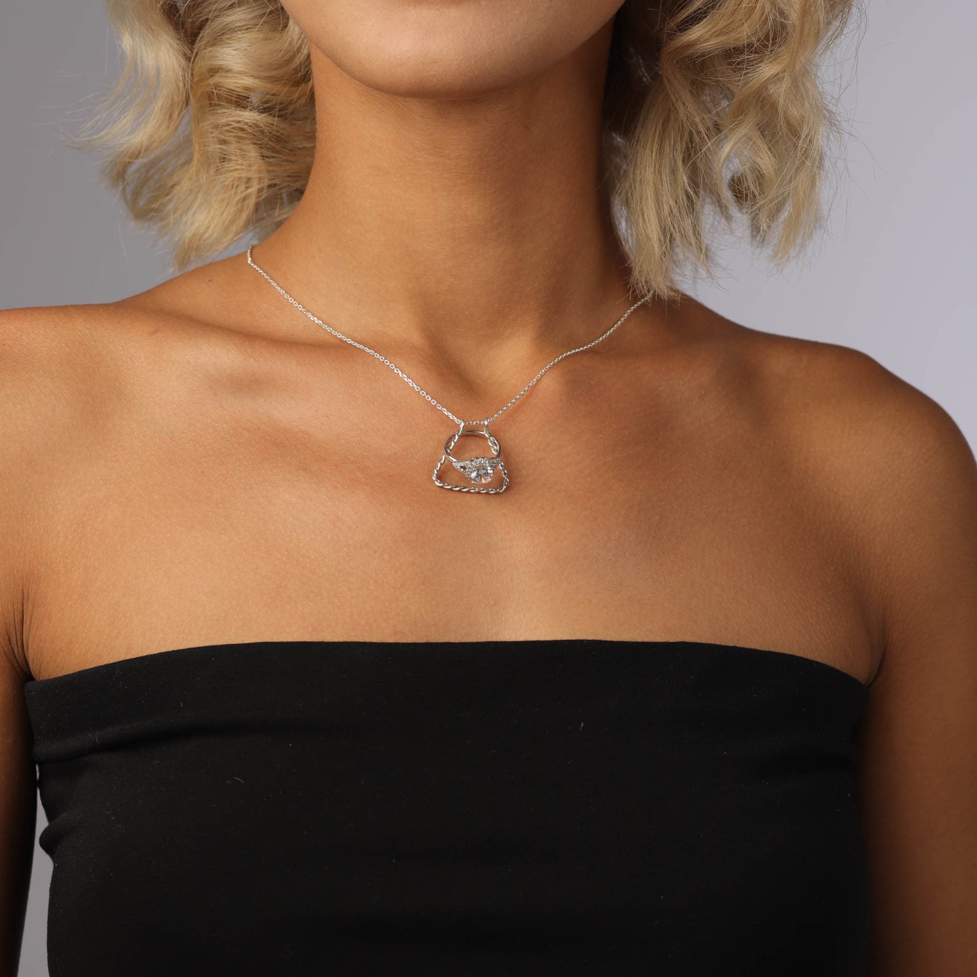 14k White Gold Twisted Wire Ring Holder Necklace