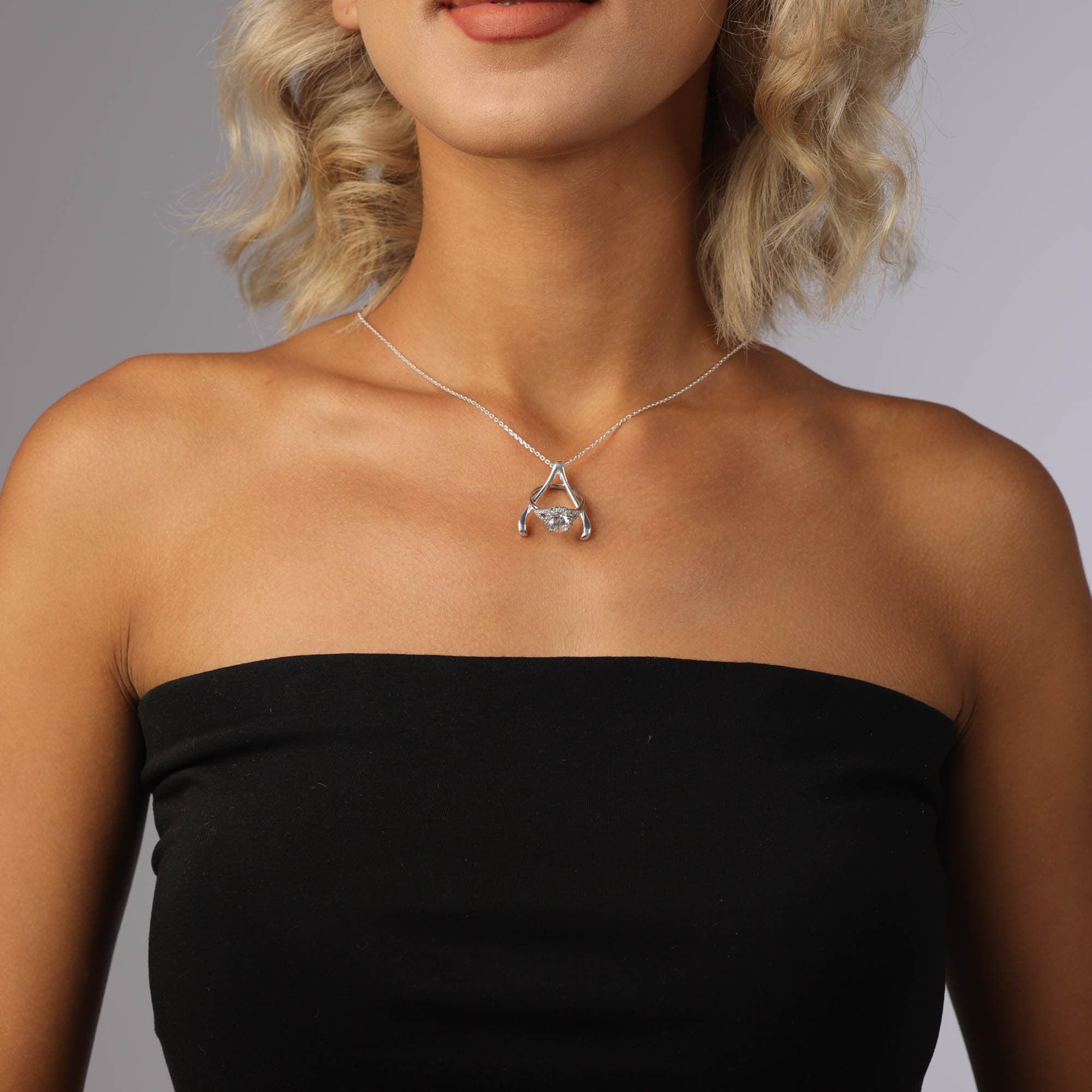 Wishbone Necklace Gold Ring Holder