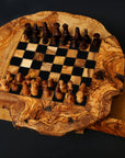 Handmade Olive Wood Chess Set with Storage Drawer - Luxury Wooden Board Game