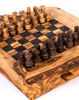 Handmade Olive Wood Chess Set with Storage Drawer - Luxury Wooden Board Game
