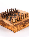 Handmade Olive Wood Chess Set with Storage Drawer - Luxury Wooden Board Game