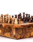 Handmade Olive Wood Chess Set with Storage Drawer - Luxury Wooden Board Game