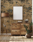 Crane Bird And Monstera Leaves Wallpaper Peel and Stick | Wonderwallsboutique