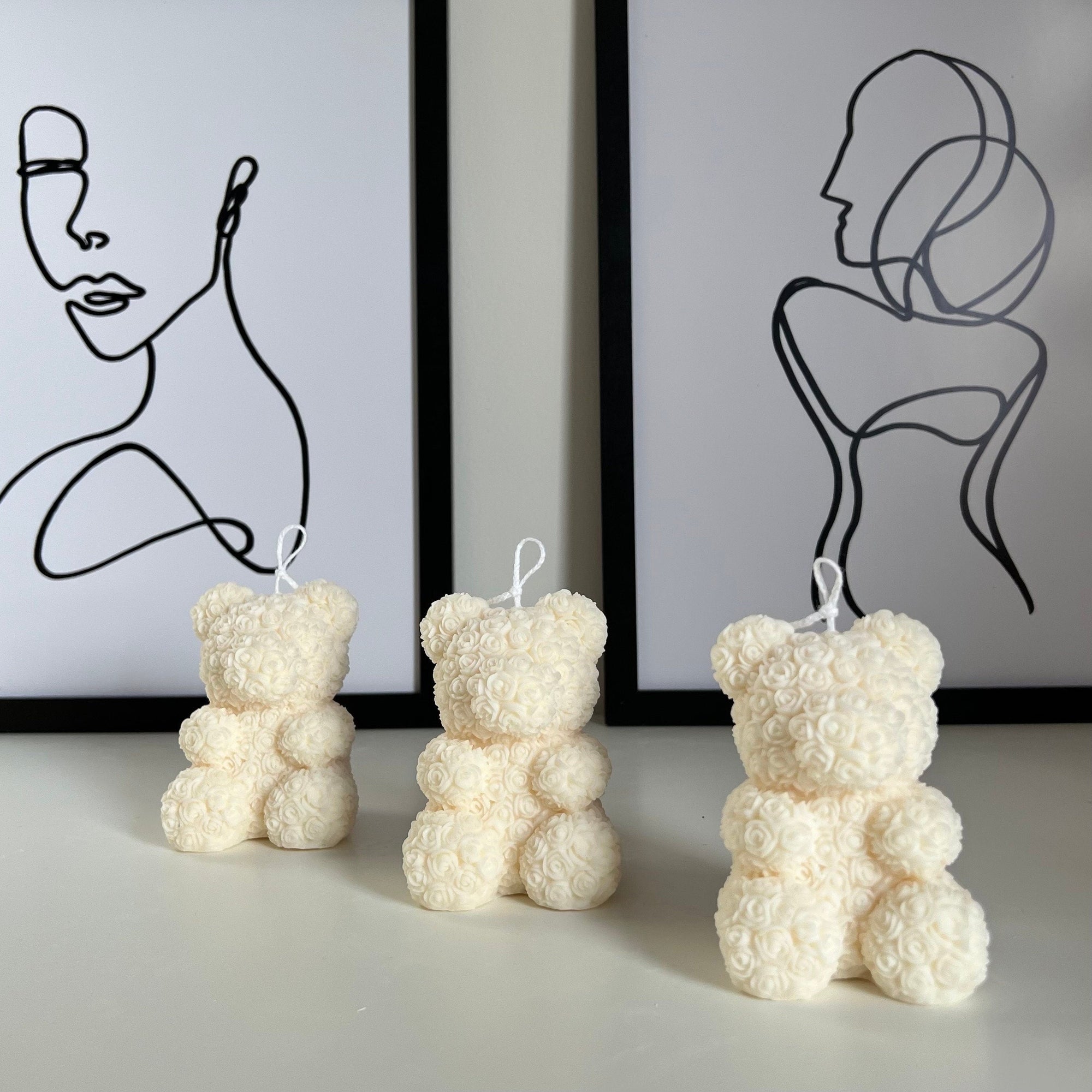 Rose Teddy Bear Candle: Hand Poured Soy Wax Blend Home Decor-3