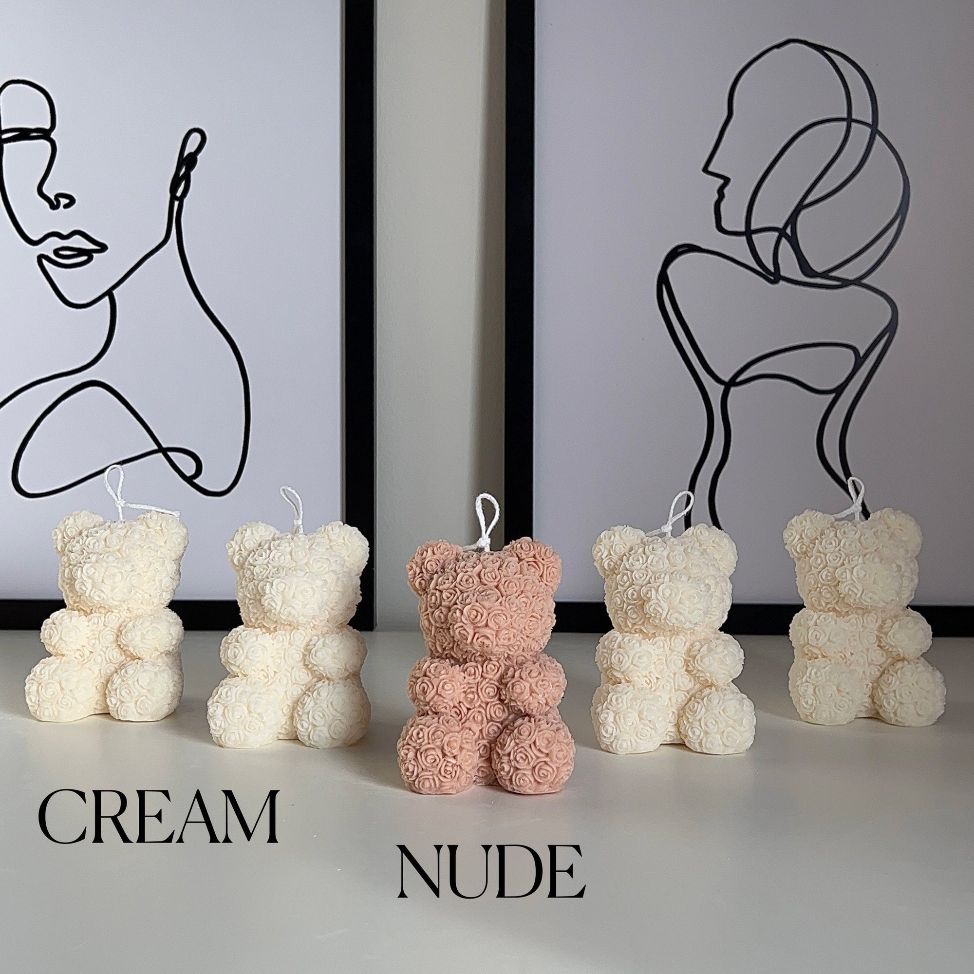 Rose Teddy Bear Candle: Hand Poured Soy Wax Blend Home Decor-4