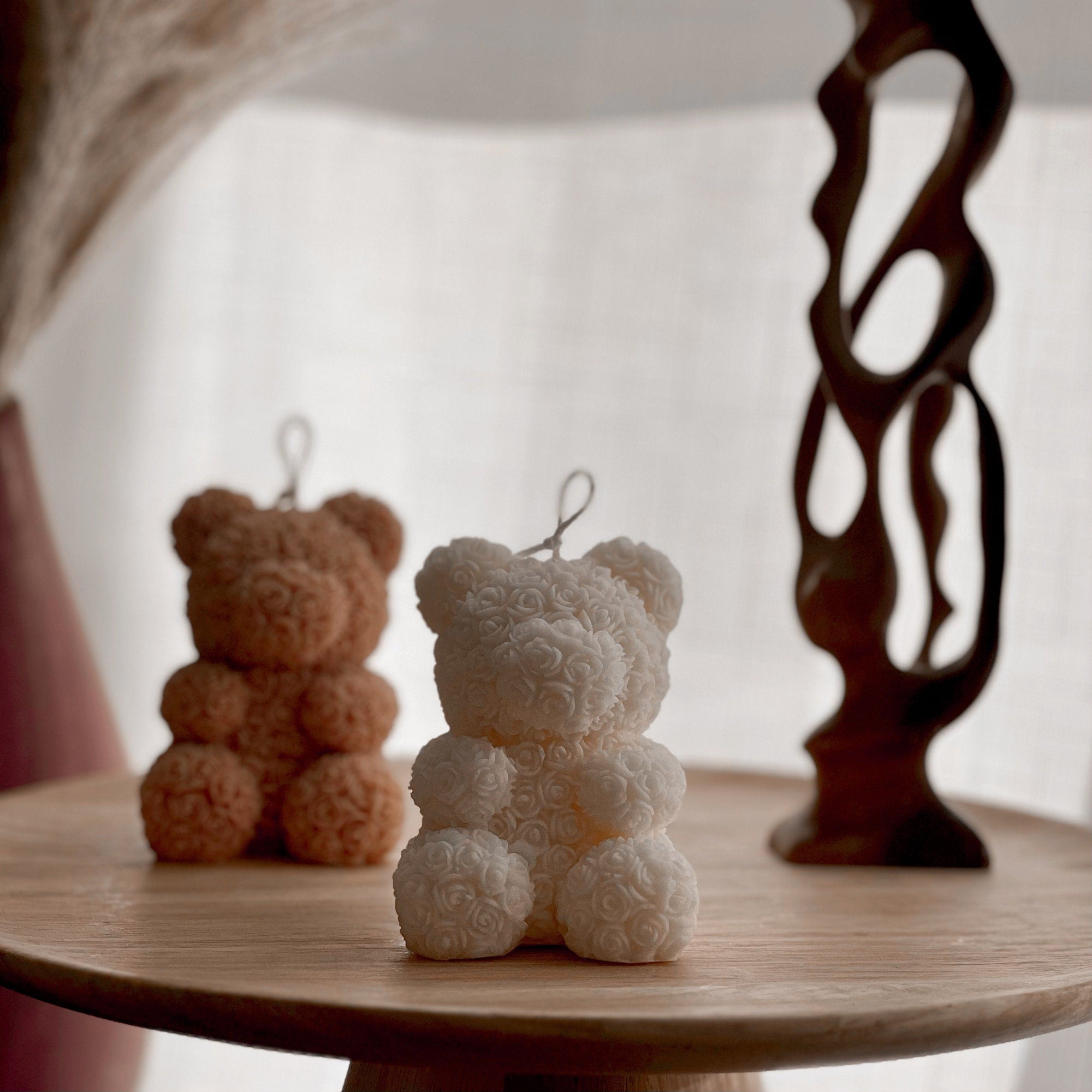 Rose Teddy Bear Candle: Hand Poured Soy Wax Blend Home Decor-0