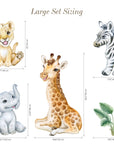 Adorable Safari Wall Decals - Removable Peel and Stick African Animals Stickers for Kids Room