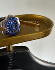 Luxury Dressboy Vintage Brass & Black Leather Valet Suit & Clothes Stand