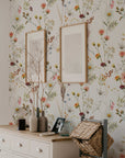 Watercolor Wild Flower Wallpaper | Soft Botanical Field Floral Wall Mural | Peel and Stick Little Florals with Grass Wallpaper