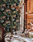 Vintage Botanical Wallpaper Peel and Stick Dark Tropical Plants with Leopard Wall Mural