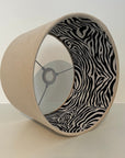 Cream Velvet & Zebra Cotton Double Sided Drum Lampshade | Handmade Ceiling Light Shade | Bespoke UK