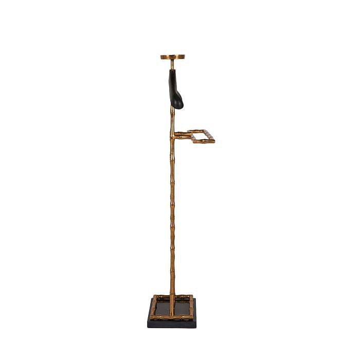 Luxury Dressboy Vintage Brass &amp; Black Leather Valet Suit &amp; Clothes Stand