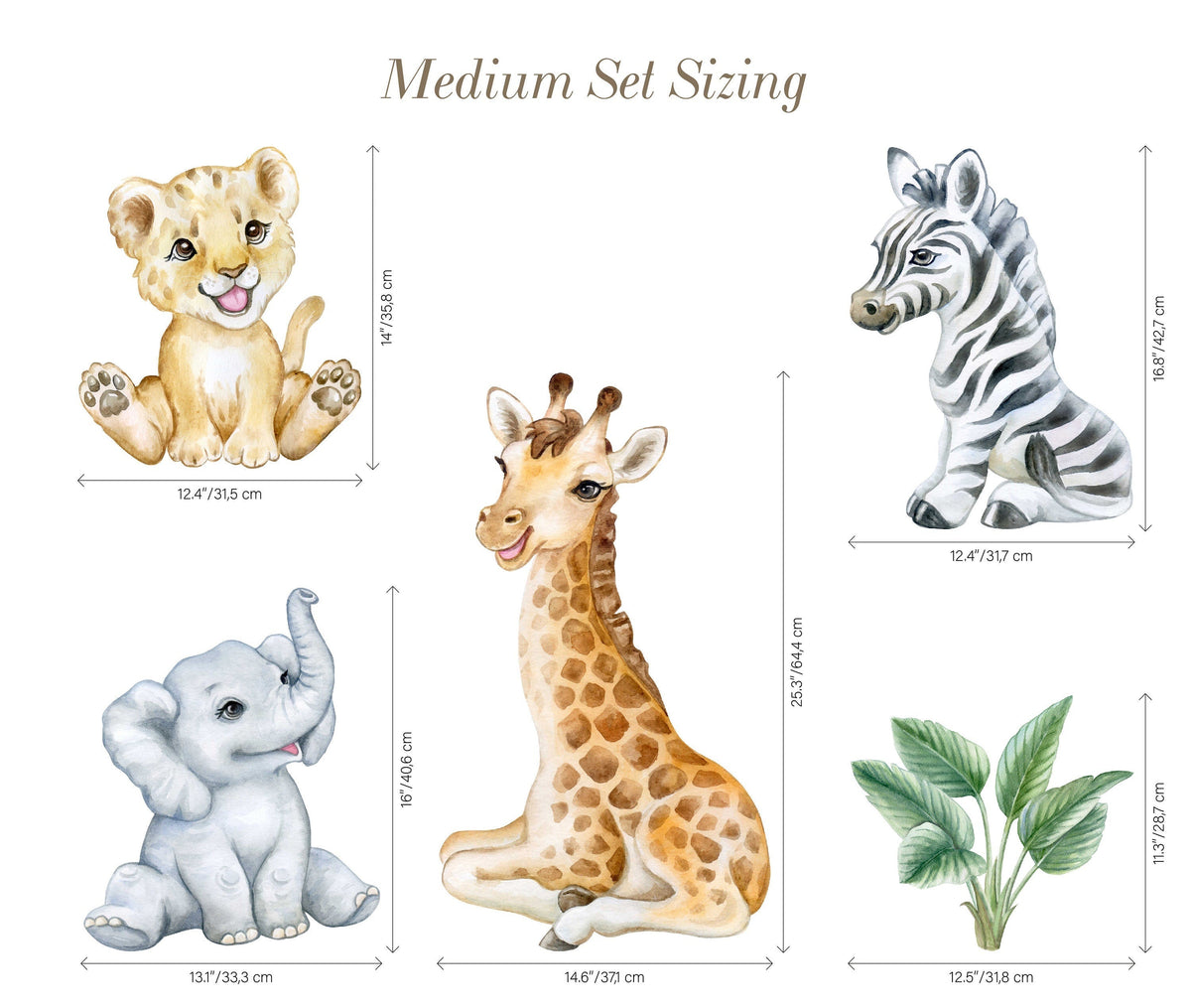 Cute Safari Decals for Kids Room | Wild African Animal Wall Art | Peel and Stick Jungle Stickers, Elephant