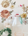 Soft Nursery Floral Wall Decal Wall Sticker for Kids Vintage Peony Flower