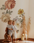 Soft Nursery Floral Wall Decal Wall Sticker for Kids Vintage Peony Flower