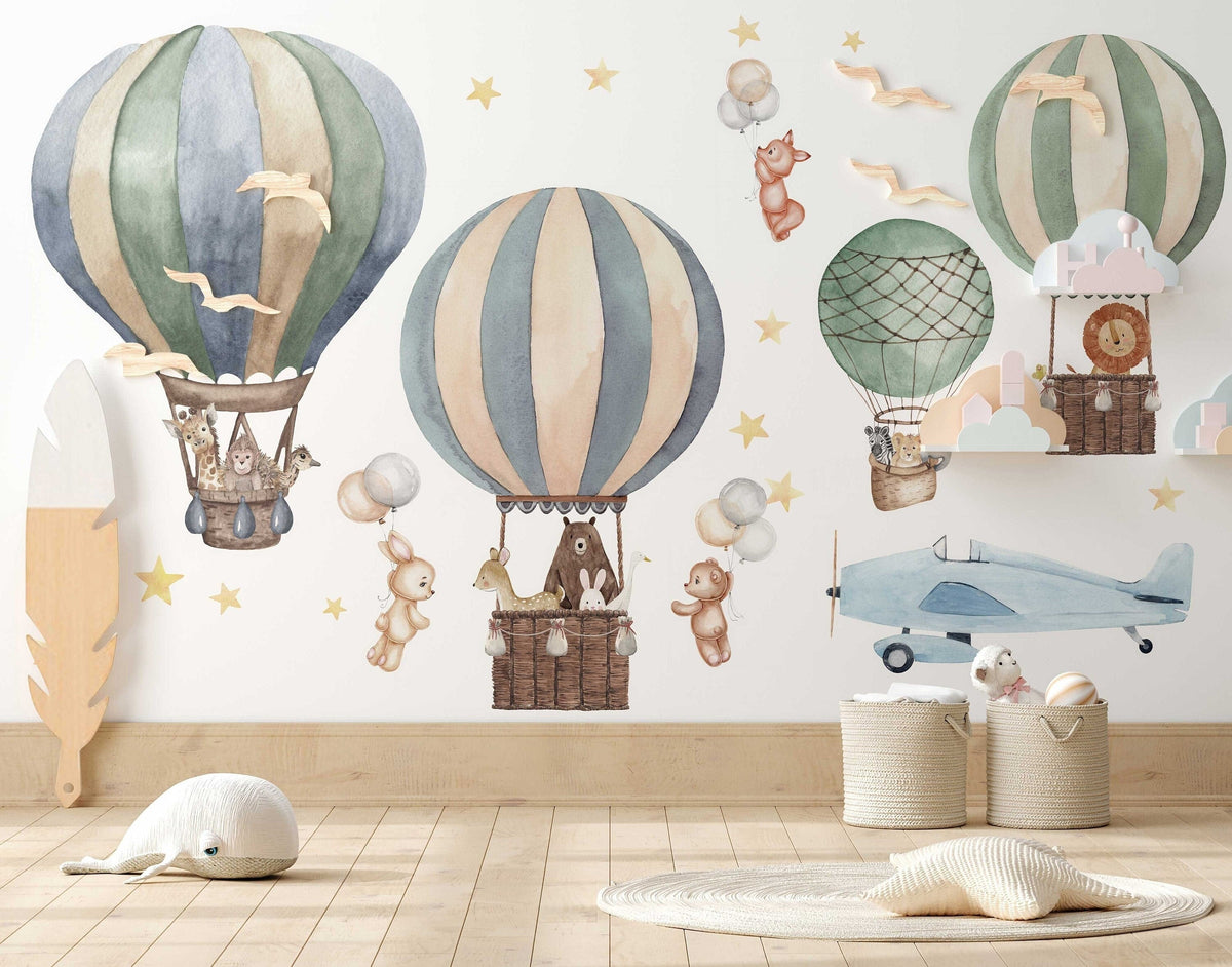 Colourful Hot Air Balloons Wall Sticker for Kids Rooms