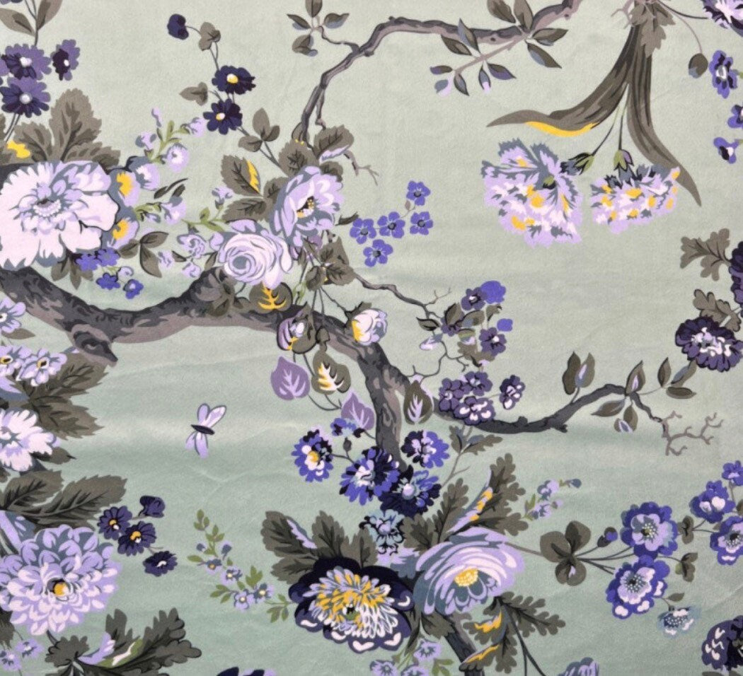 Purple Floral Velvet Lampshade | French Drum Ceiling Light Shade | Bespoke Handmade Empire Lampshade