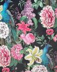 Black Peacock Floral Velvet Lampshade | French Drum Ceiling Light Shade | Bespoke Handmade Empire Lampshade