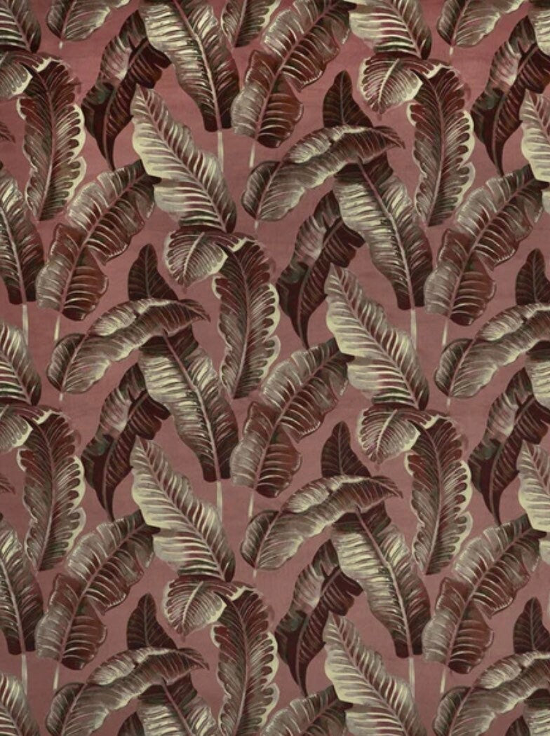 Pink Leaves Velvet Lampshade | French Drum Ceiling Light Shade | Bespoke Handmade Empire Lampshade