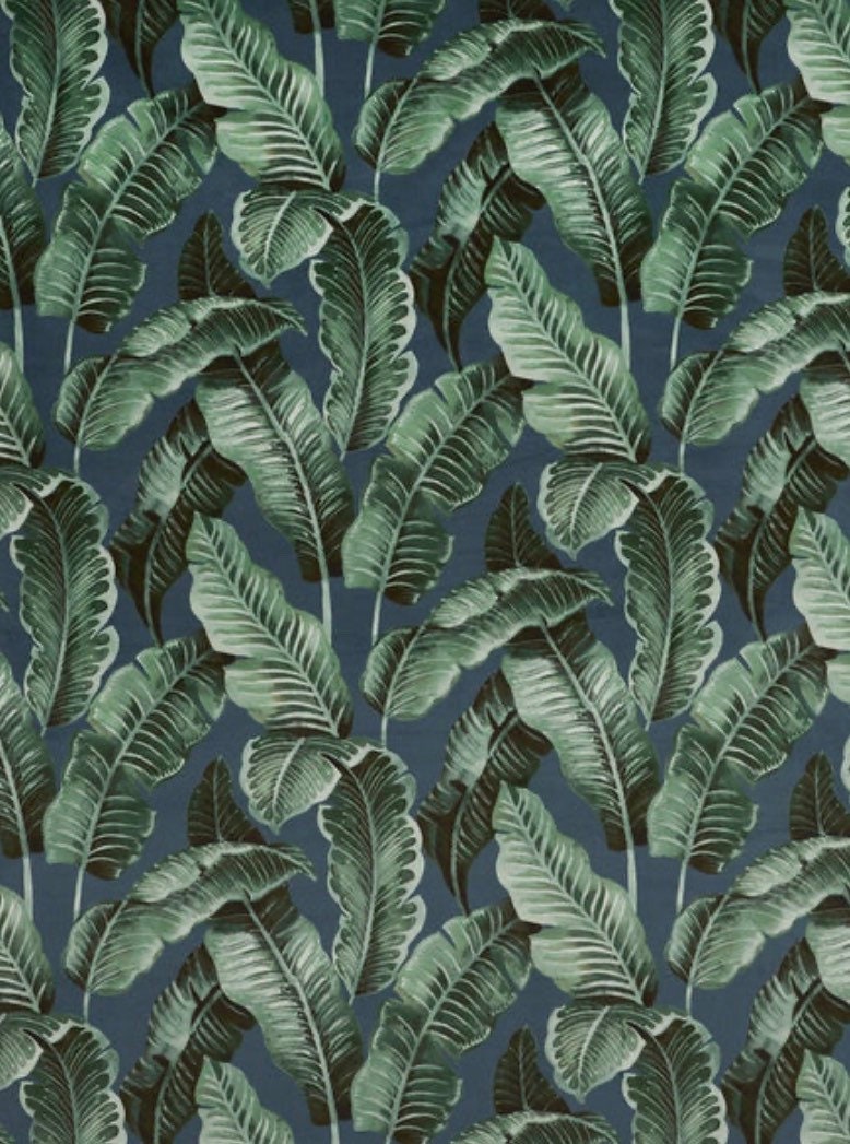 Navy Leaves Velvet Lampshade | French Drum Ceiling Light Shade | Bespoke Handmade Empire Lampshade