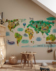 Educational Kids World Map Wall Decal for Nursery