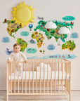 Educational Kids World Map Wall Decal for Nursery