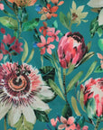 Teal Summer Garden Velvet Lampshade | French Drum Ceiling Light Shade | Bespoke Handmade Empire Lampshade