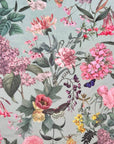 Butterfly floral velvet in duck egg, drum lampshade / ceiling shade, with a white lining