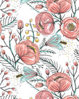 Anemone Fall Peel And Stick Wallpaper, Floral Wall Mural, Poppy Flowers Removable Wallpaper, Pink Wall Covering