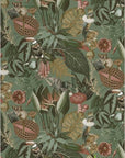 Teal velvet wonderland drum lampshade, double sided lampshade with sage wonderland paper interior