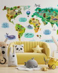 Educational Kids World Map Wall Decal for Nursery