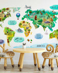 Educational Kids World Map Wall Decal for Nursery