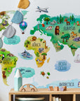 Educational Kids World Map Wall Decal for Nursery