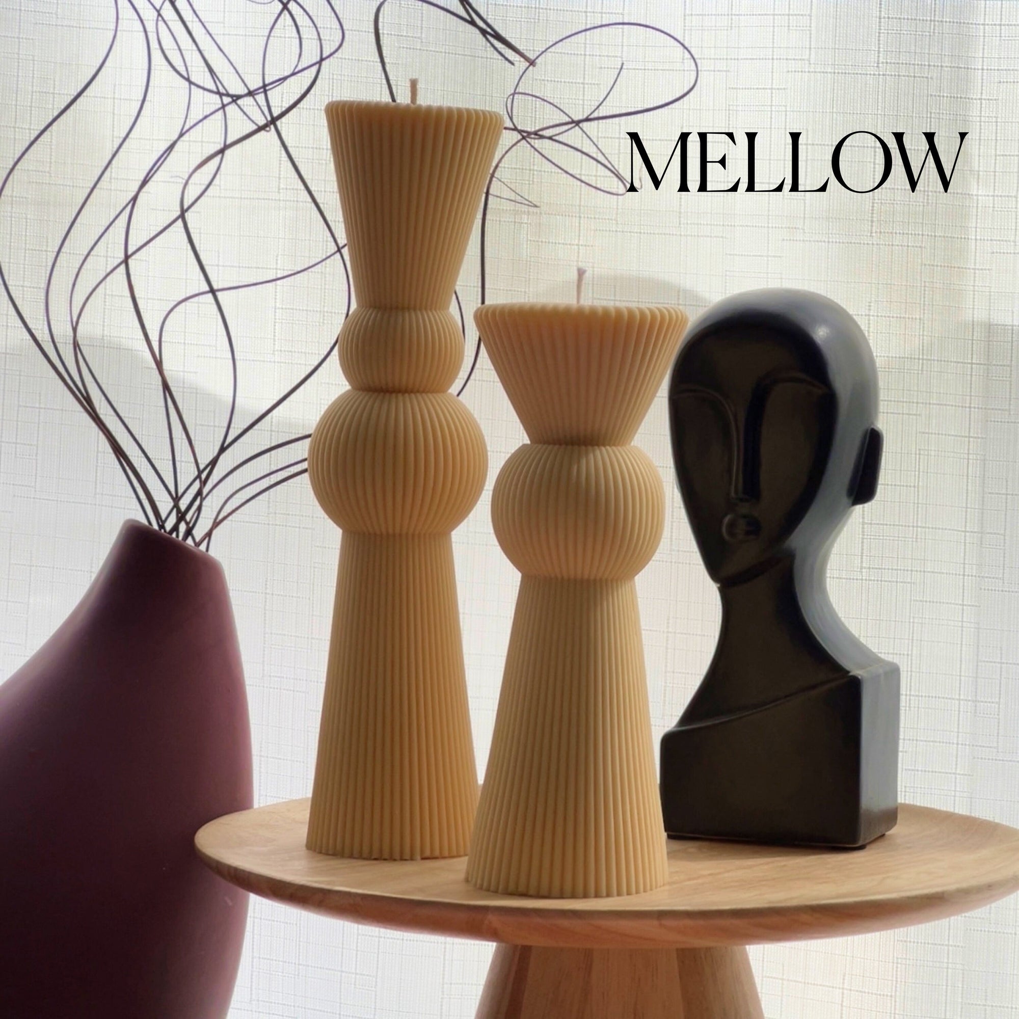 Soy Wax Chess Pillar Candle Set | Ribbed Decorative Candles-3