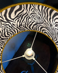 Mustard Velvet & Zebra Cotton Double Sided Drum Lampshade | Handmade Ceiling Light Shade | Bespoke UK