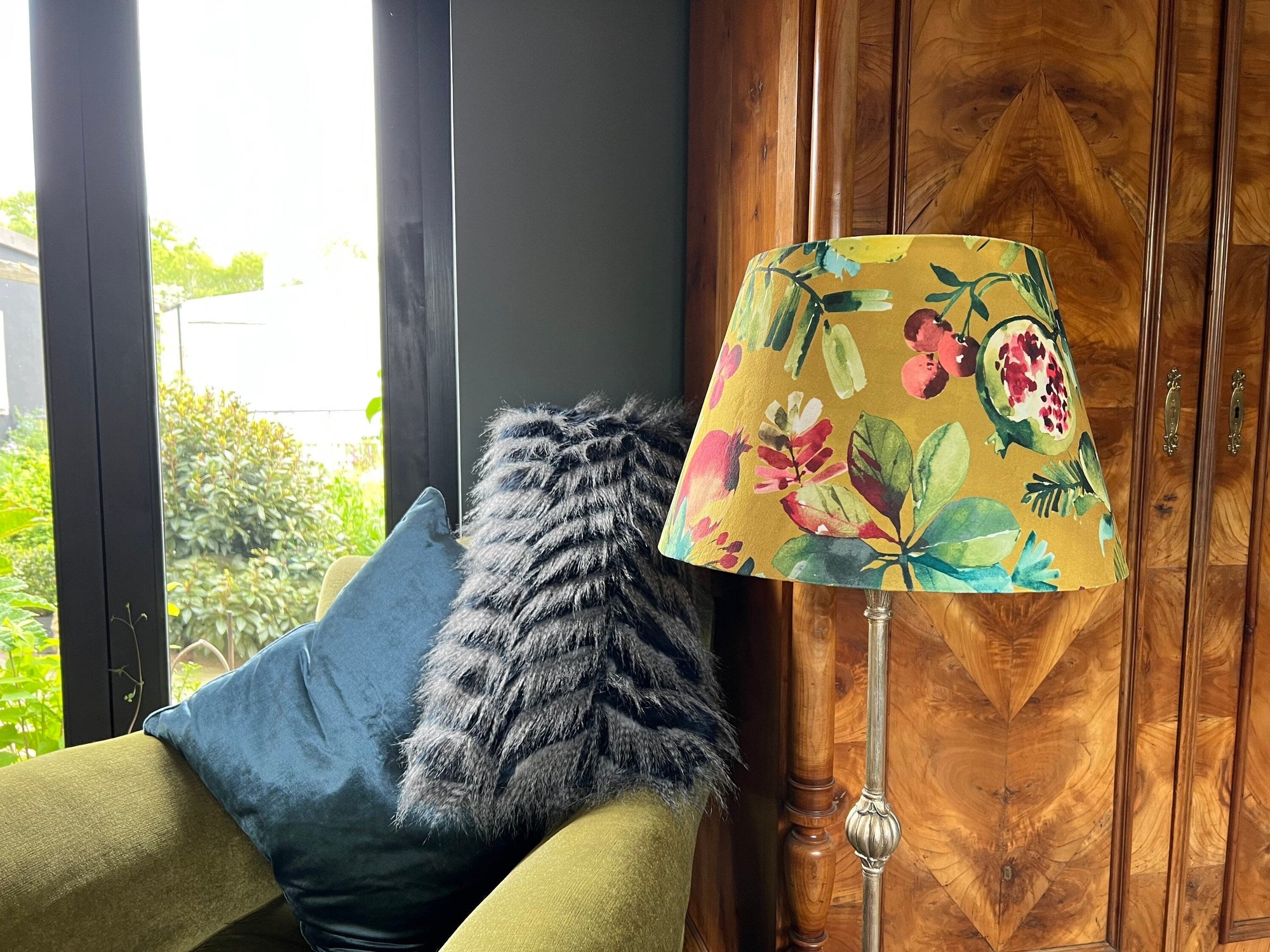 Mustard Fruta Fig Velvet Steep Empire Lampshade | Handmade Ceiling Light Shade | UK