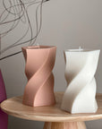 Wavy Pillar Soy Wax Candle: Unique Home Decor