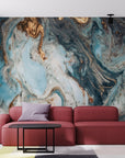 Nursery Wallpaper Marble Art | Peel and Stick | Gold Detailed Design
