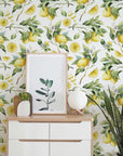 Lemon Tree Wallpaper | Removable Self-Adhesive Wallpaper | Pasted Mural for Temporary Feature Wall Decor
