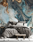 Nursery Wallpaper Marble Art | Peel and Stick | Gold Detailed Design