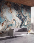 Nursery Wallpaper Marble Art | Peel and Stick | Gold Detailed Design