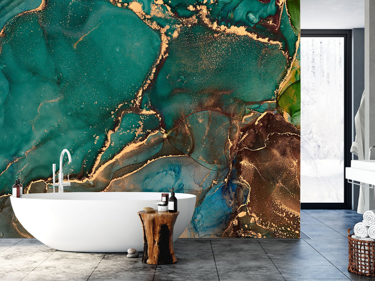 Botanical Wallpaper Marble Art Peel and Stick | Wonderwallsboutique