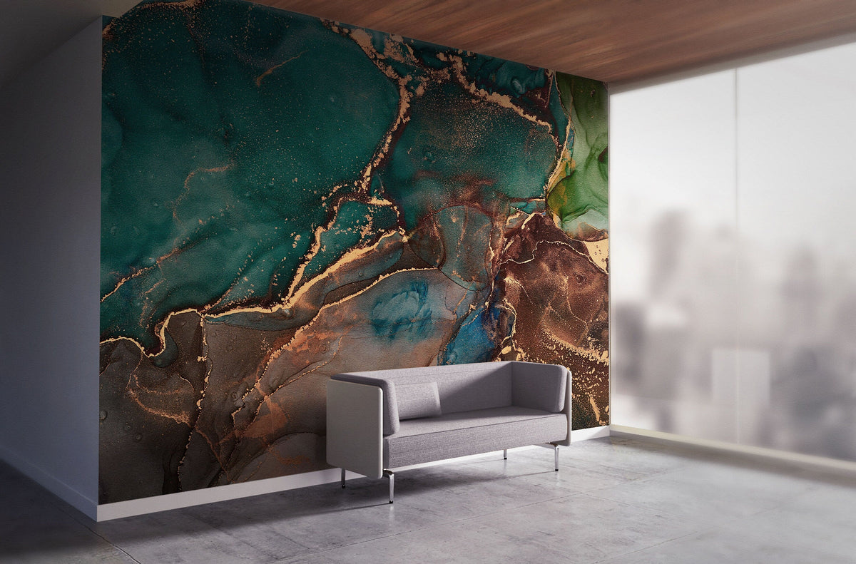 Botanical Wallpaper Marble Art Peel and Stick | Wonderwallsboutique