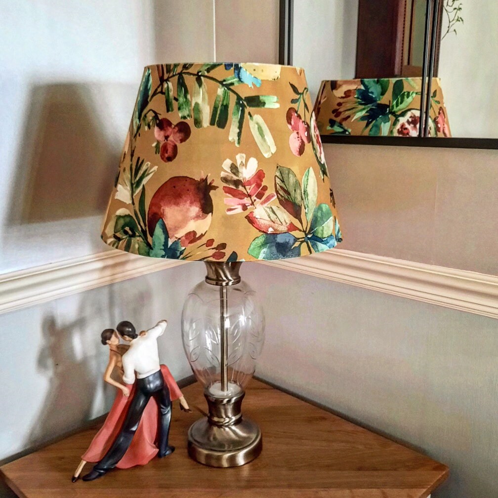 Mustard Fruta Fig Velvet Steep Empire Lampshade | Handmade Ceiling Light Shade | UK