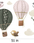 Ballon Balloon and Birds, Clouds Wall Decals for Nursery and Kids' Room