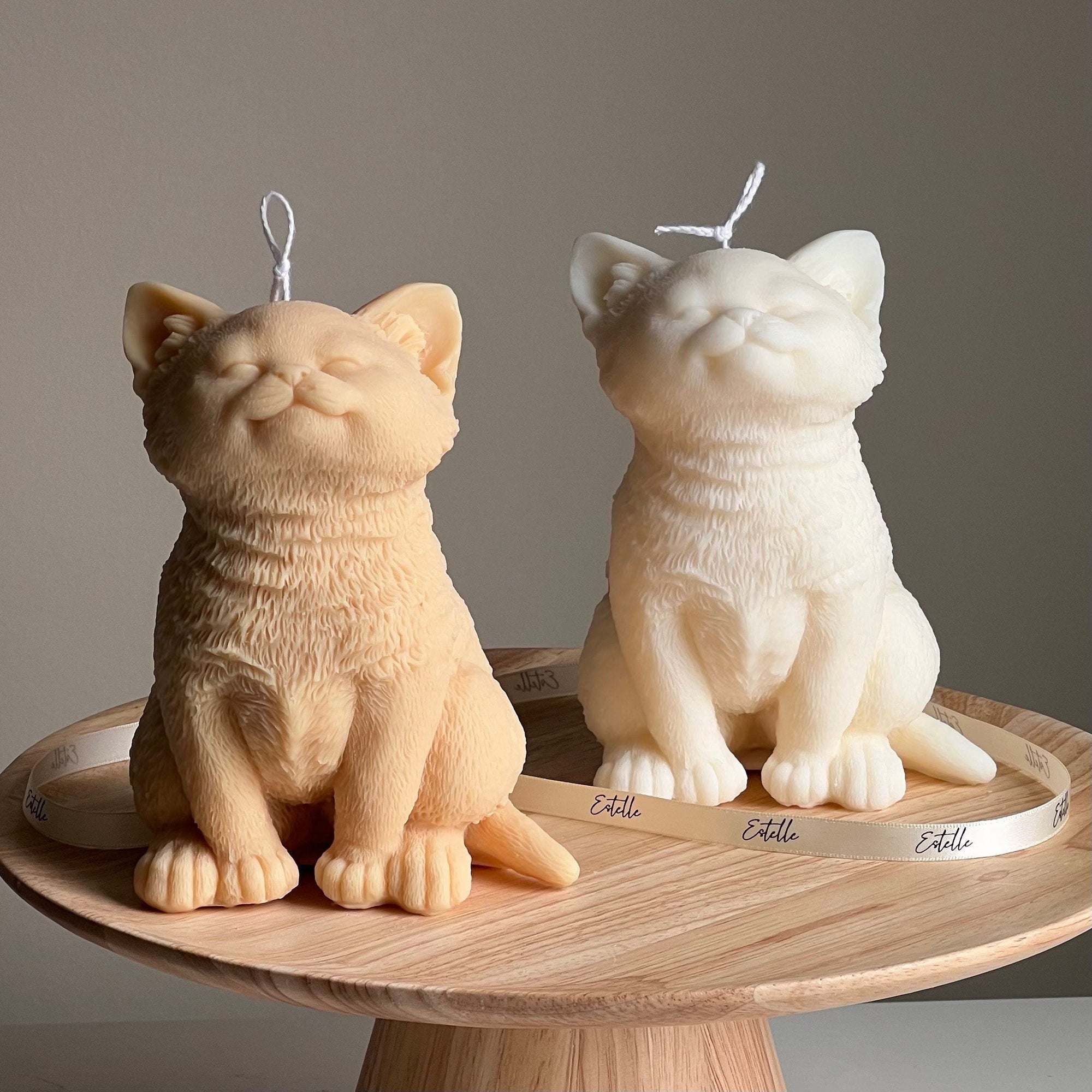 Handmade Soy Wax Cat Candle: Sculptural Animal Candle Gift-0