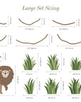 Large Safari Animals and Monkey Wall Decals, Jungle Animal Wall Stickers, Nursery Wall Decals, Repositionable Jungle Wall Decals Style 2