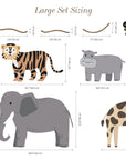 Large Safari Animals and Monkey Wall Decals, Jungle Animal Wall Stickers, Nursery Wall Decals, Repositionable Jungle Wall Decals Style 2